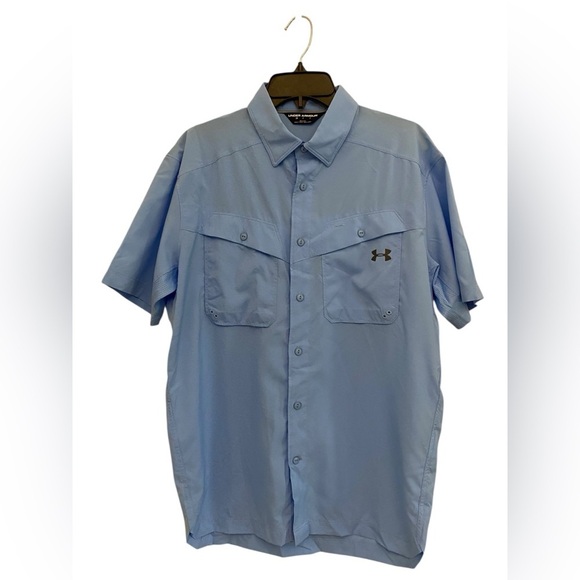 Under Armour Blue Dress Shirt Lightweight Short Sleeve - Picture 1 of 8